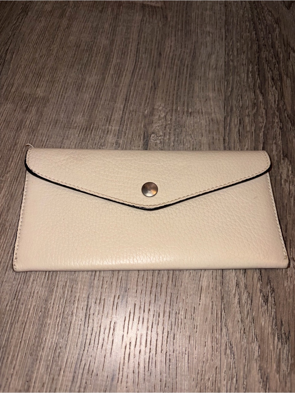 Genuine Italian Leather Cream Envelope Clutch Wallet - Women's Bag